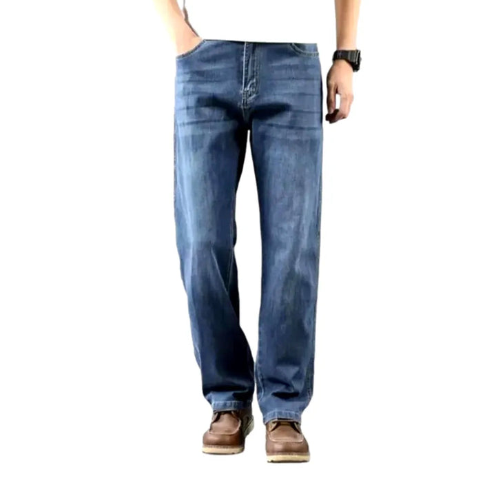 Thin men's whiskered jeans