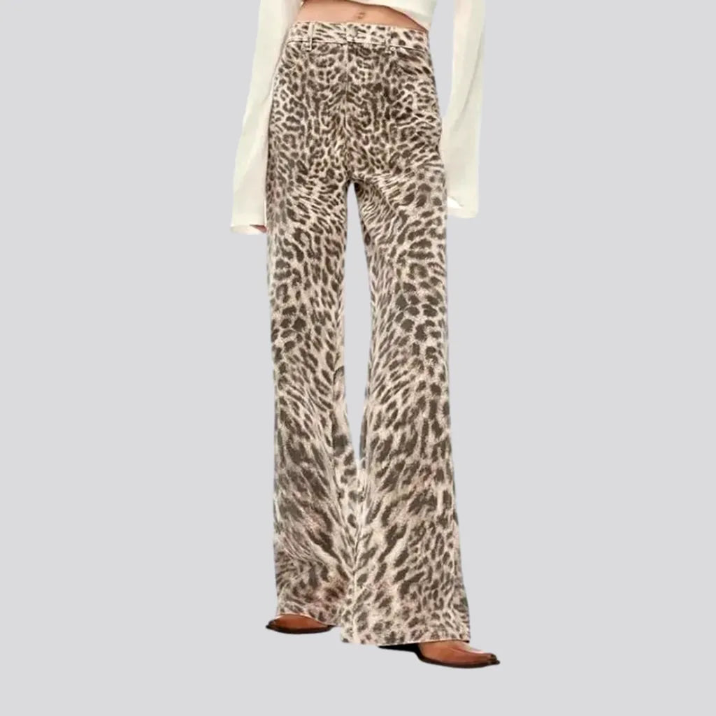 Trendy Leopard Print Flowy Women's Jeans Pants | Jeans4you.shop