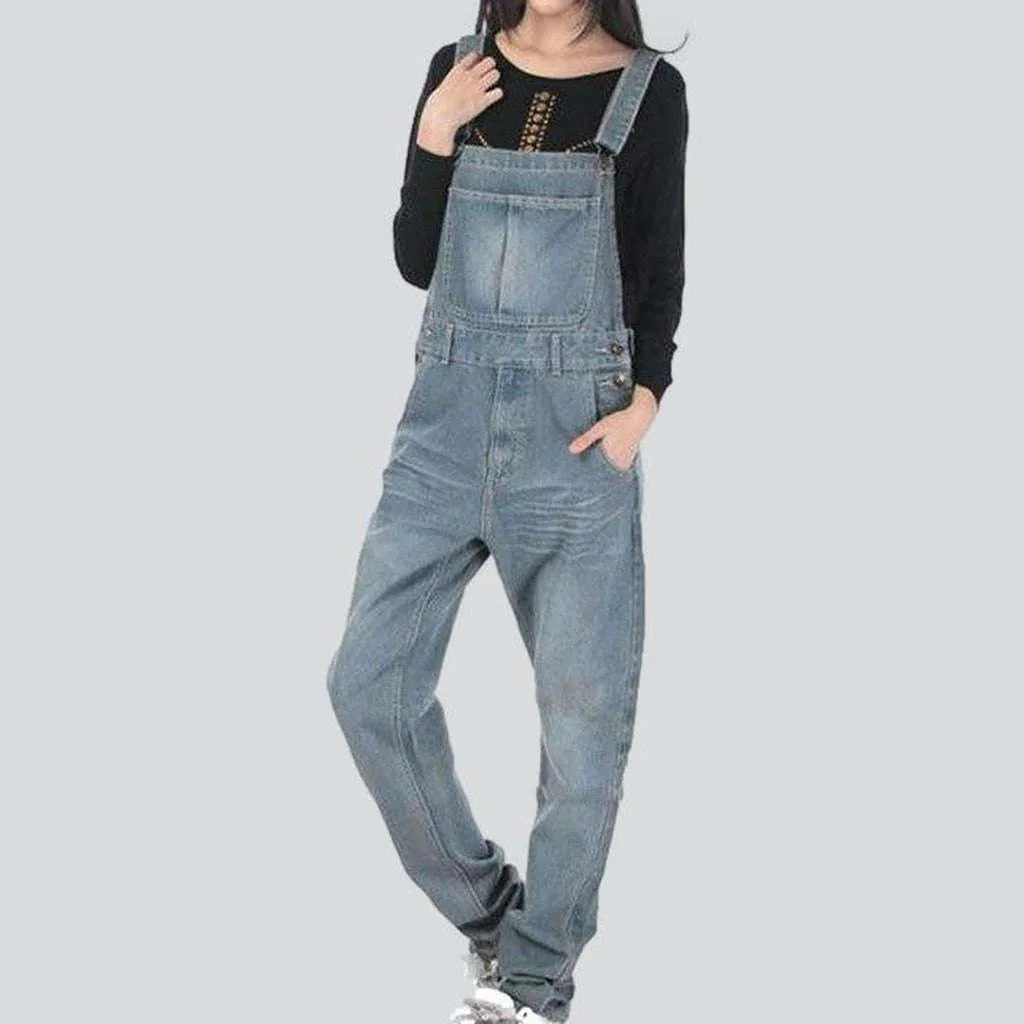 Trendy Light Wash Jean Dungaree for Ladies | Jeans4you.shop