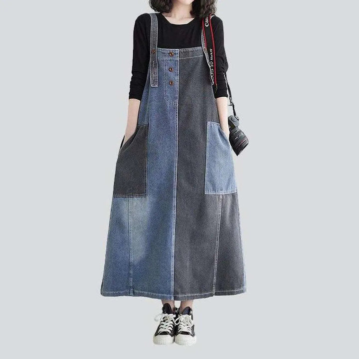 Trendy urbane two pattern denim dress | Jeans4you.shop