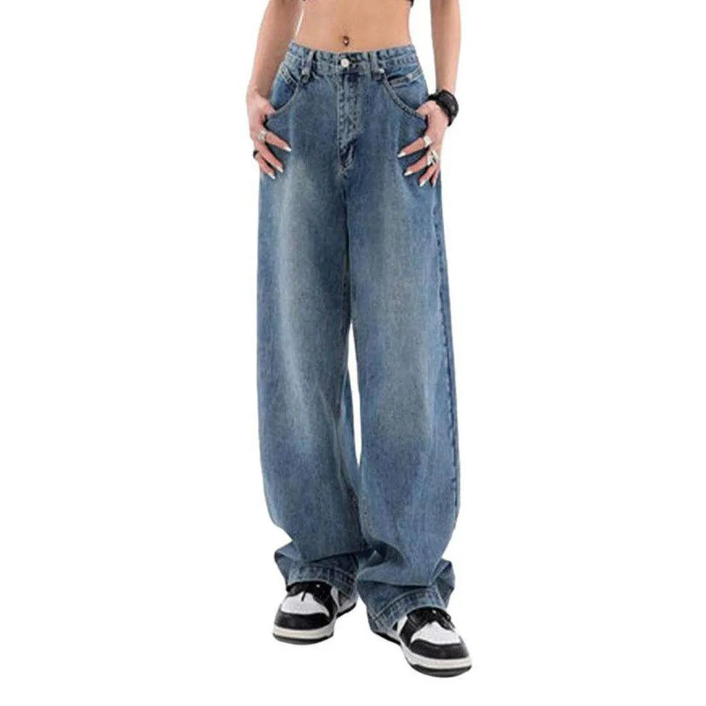 Vintage blue women's baggy jeans