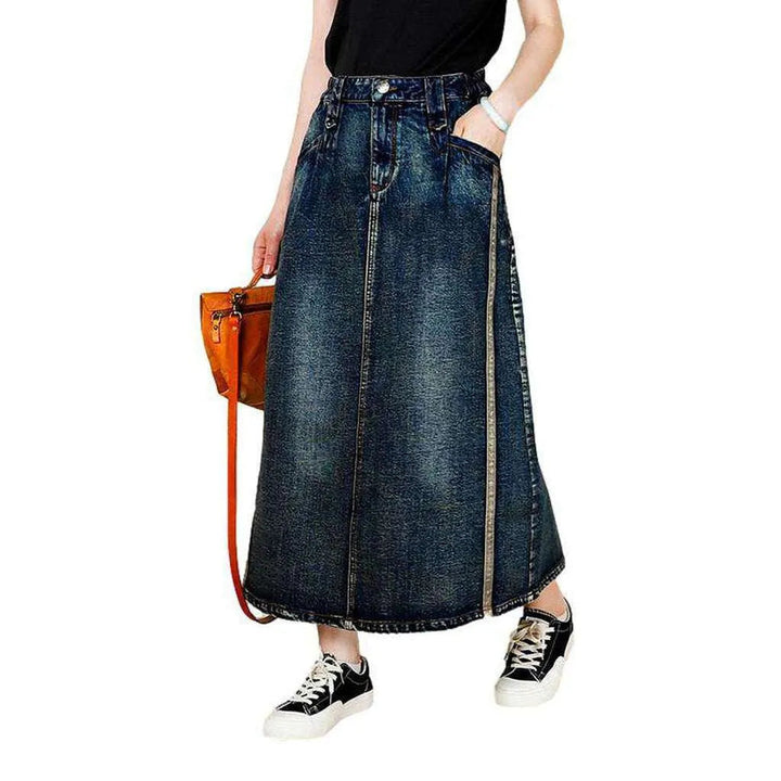 Vintage denim skirt with bands