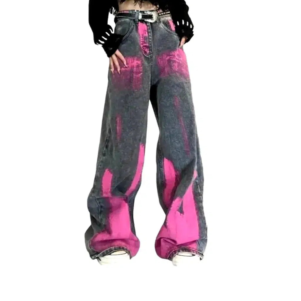 Vintage pink-stains jeans
 for women