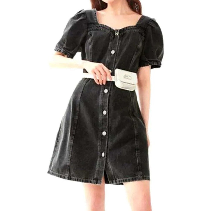 Vintage wash buttoned denim dress