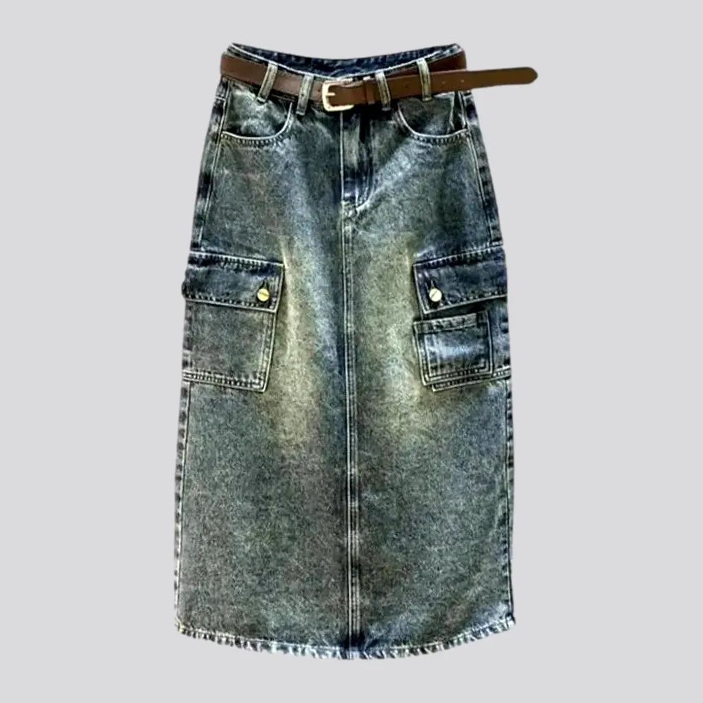 Vintage Yellow-cast Denim Skirt | Jeans4you.shop