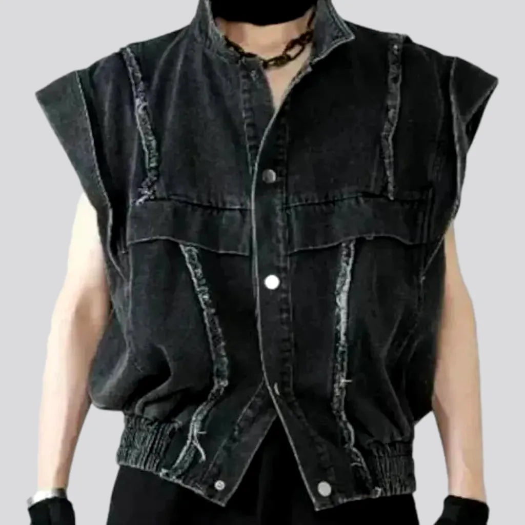 Washed Out Oversized Men's Denim Vest | Jeans4you.shop