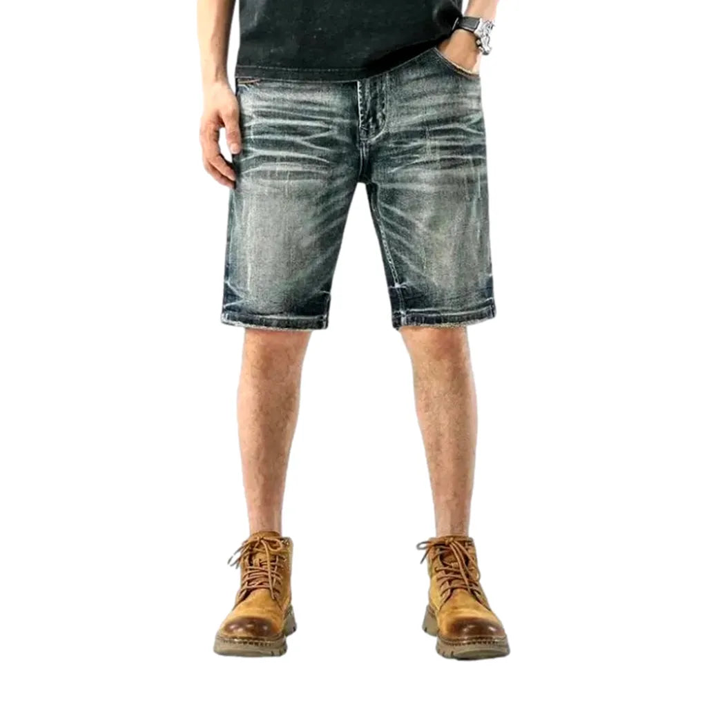 Whiskered baggy men's jean shorts