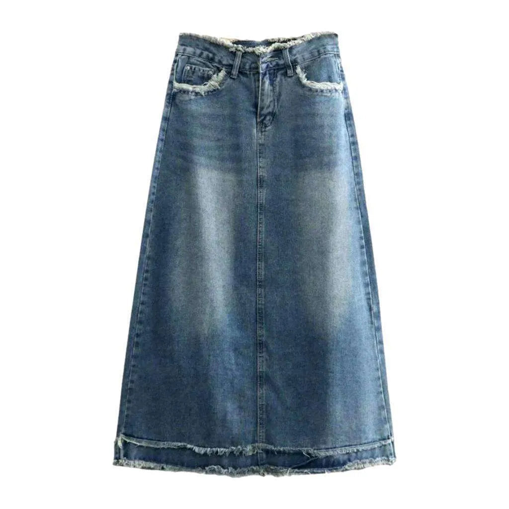 Whiskered vintage jean skirt
 for ladies