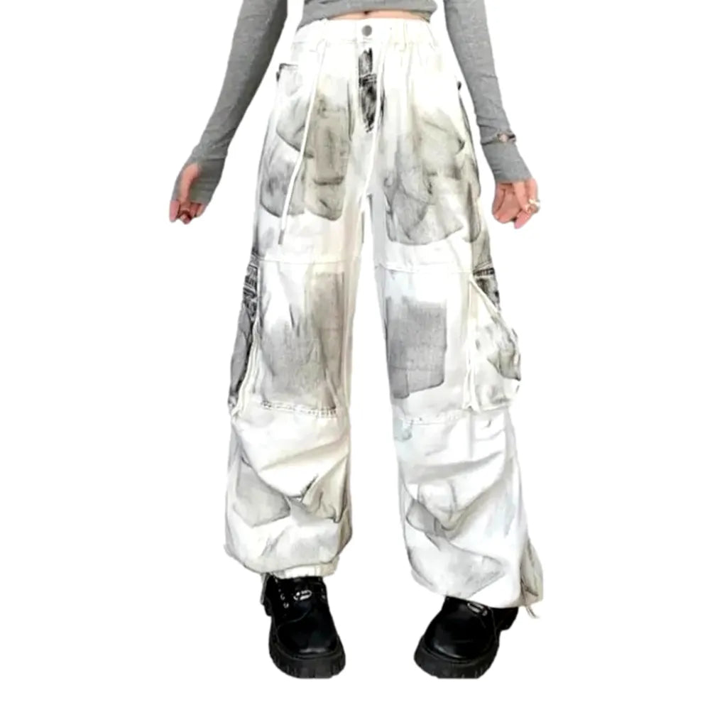White painted jean pants
 for ladies