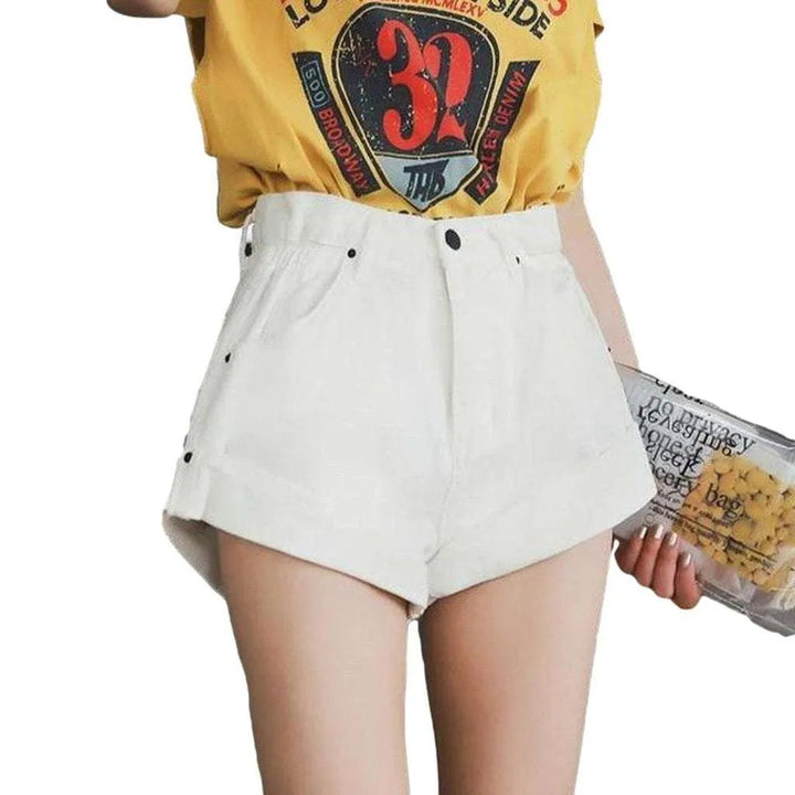 Wide-leg women's jeans shorts