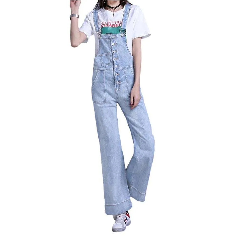 Women's Painted Jeans Dungaree - Light Blue