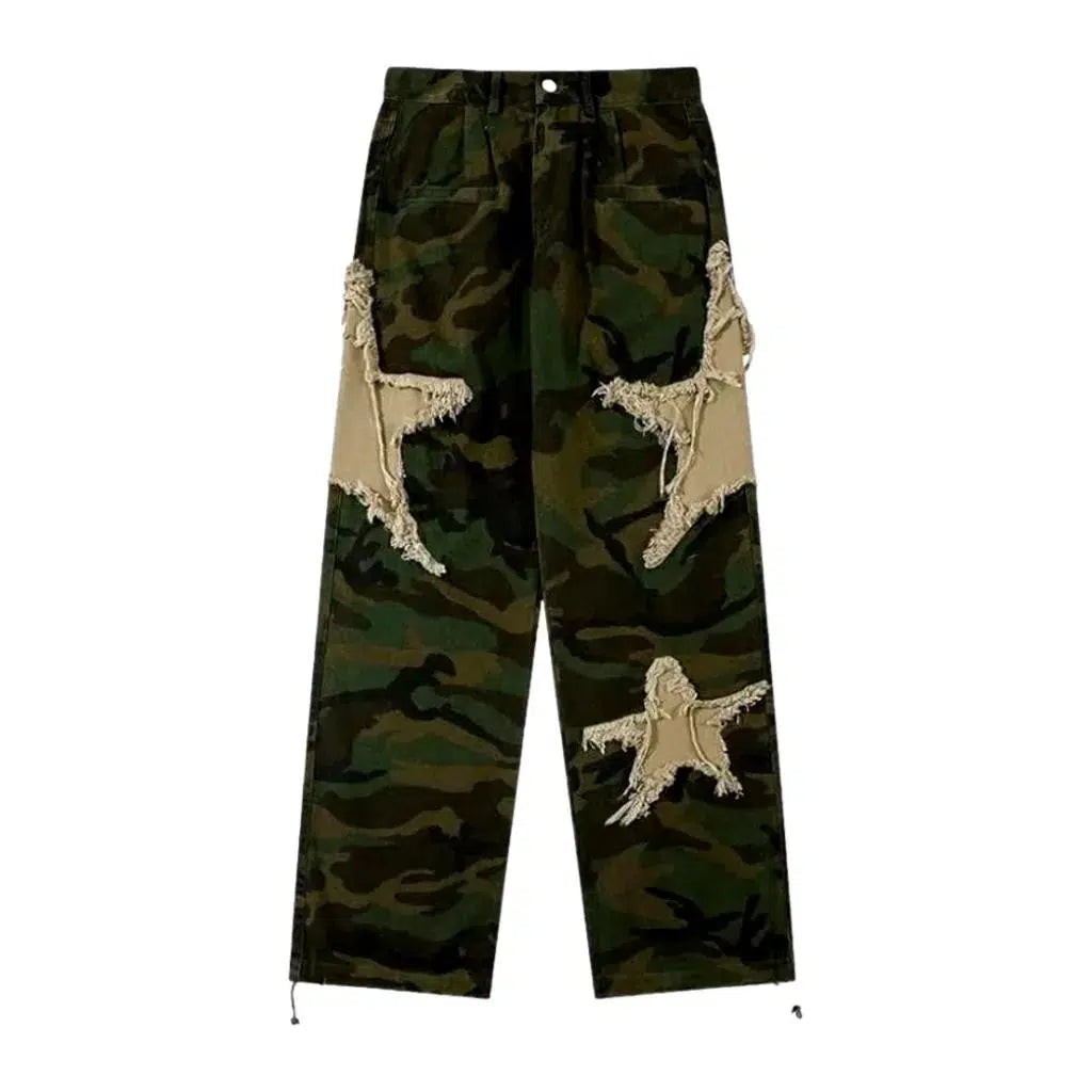 Y2k men's stars-embroidery jeans